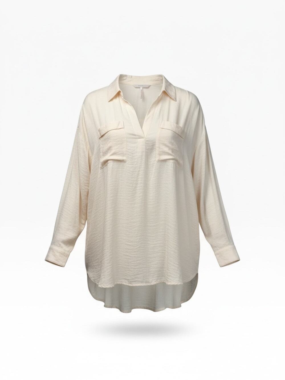 Free People Womens S Ivory Sheer V Neck Blouse Minimalist Lagenlook Coastal